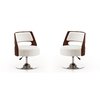 Manhattan Comfort Salon Adjustable Height Swivel Accent Chair in White and Polished Chrome (Set of 2) 2-AC034-WH